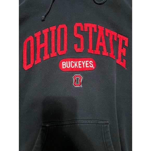 Ohio State Buckeyes J America Black Embroidered Hoodie Sweatshirt Mens - Picture 2 of 4